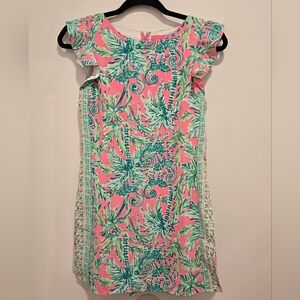 Lilly Pulitzer Pink and Green Tropical Adda Romper